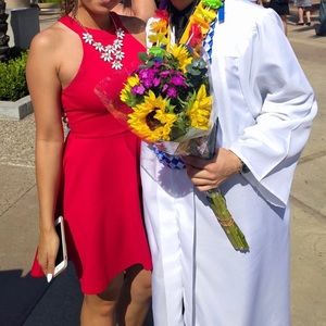 Red Skater Dress with Strappy Back
